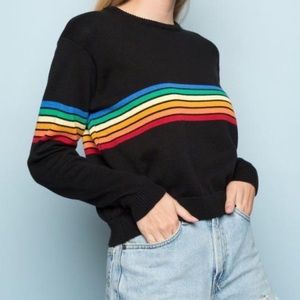 NWT Brandy Melville 70s Jessica Rainbow Sweater // Black